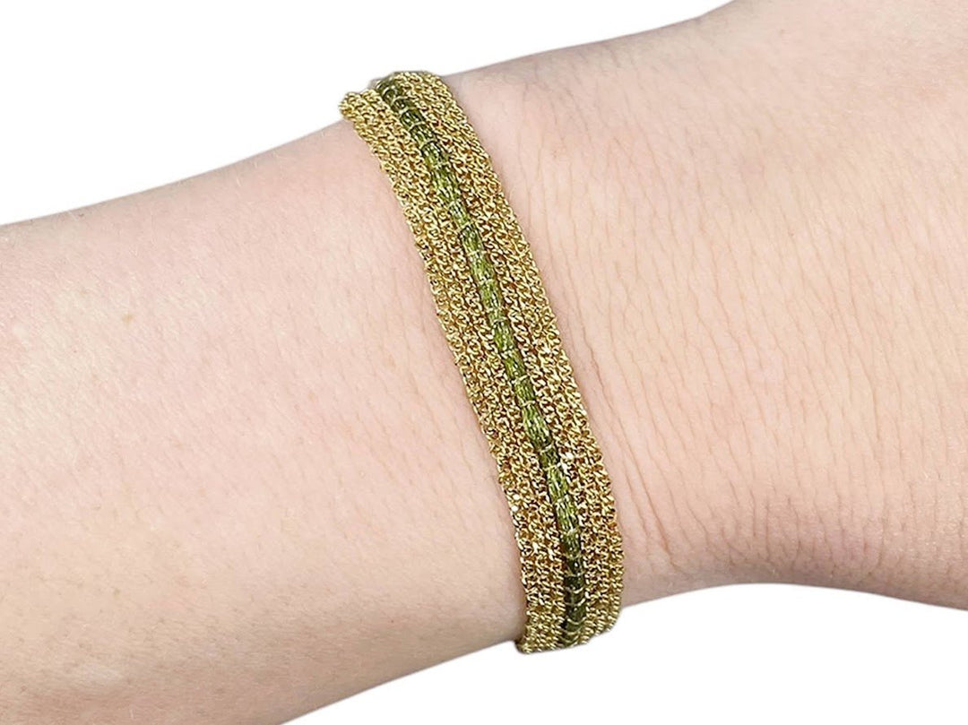 Olive Striped Chain Bracelet