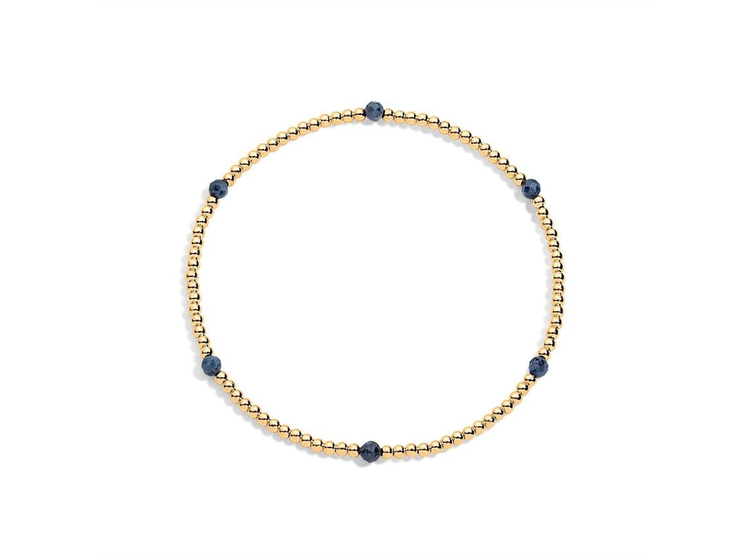 Gold and Sapphire 2mm Bead Bracelet