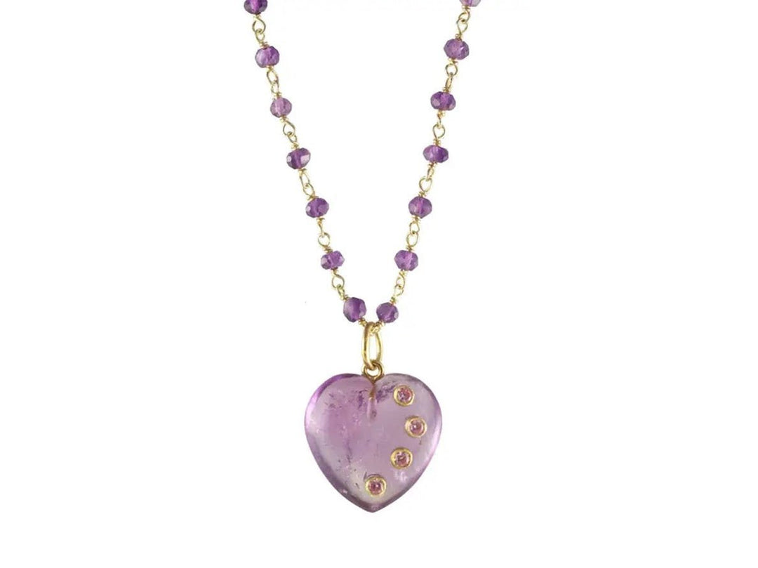 Amethyst Heart Charm Necklace
