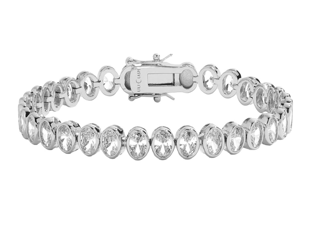 Silver Tennis Bracelet with Oval CZs