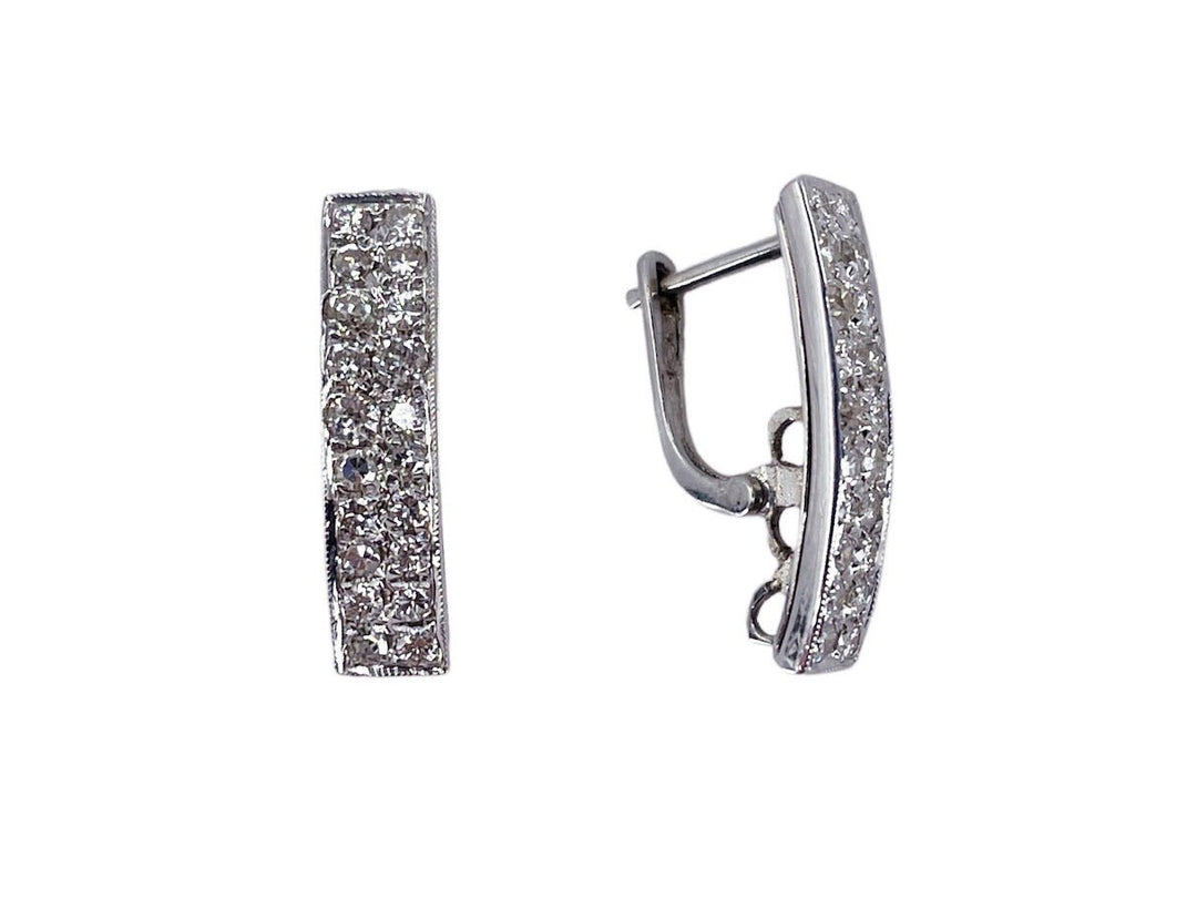 1950s 14k Two-Row Diamond Earrings