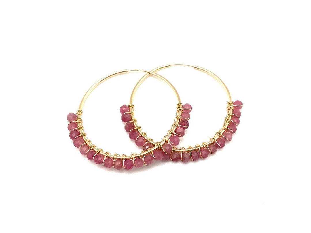 Pink Tourmaline Hoop Earrings