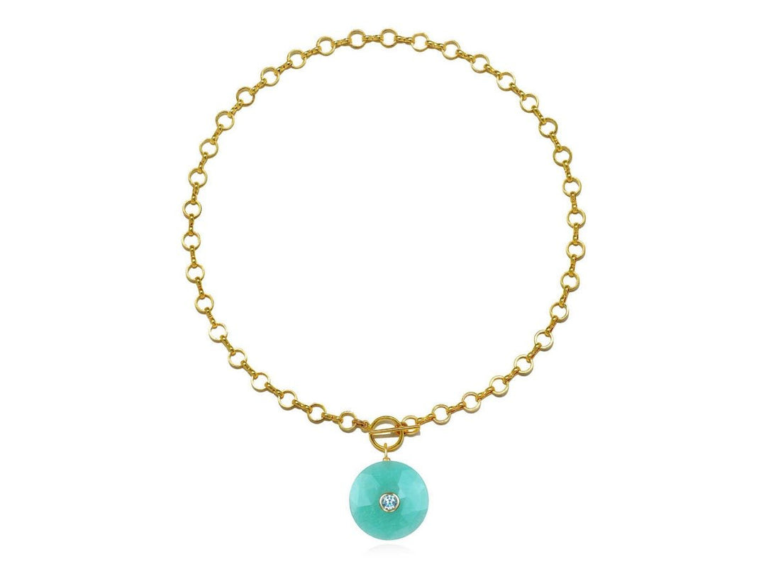 Amazonite and Blue Topaz Charm Necklace