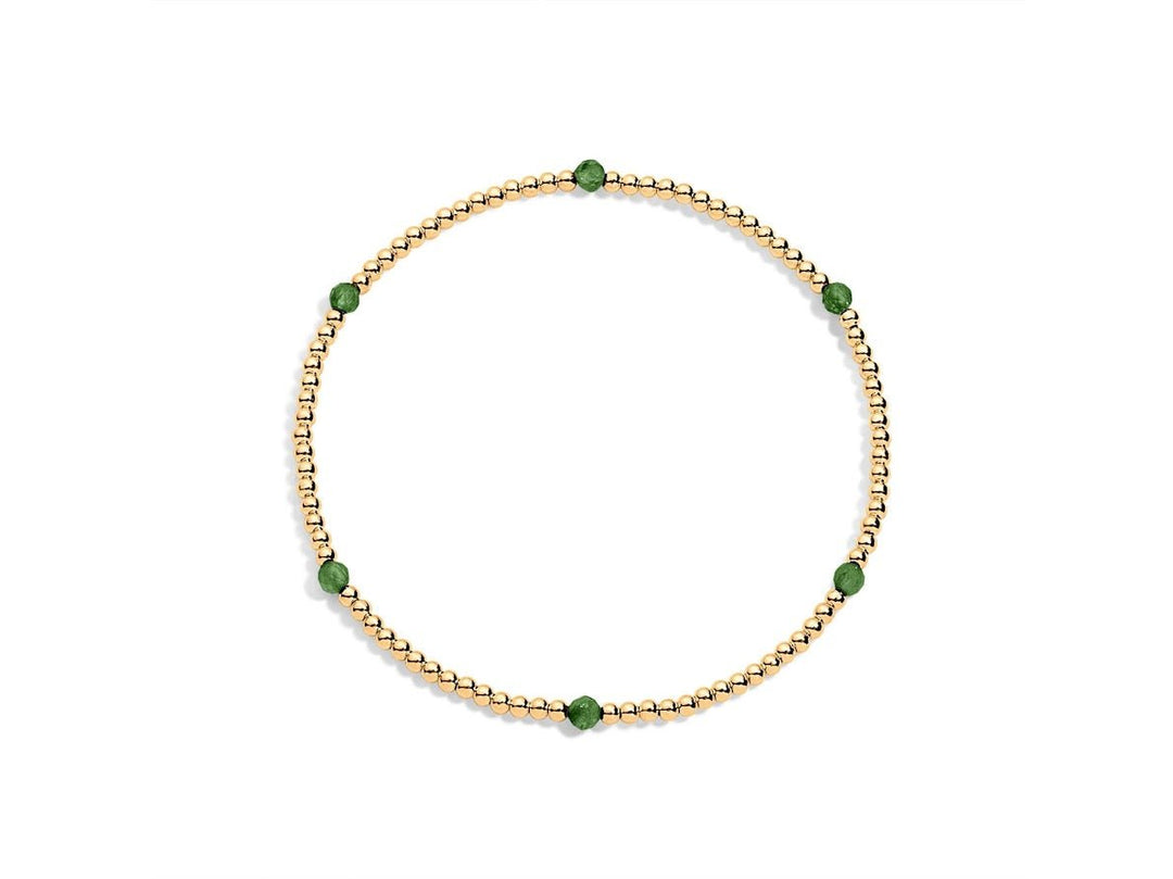 Gold and Emerald 2mm Bead Bracelet