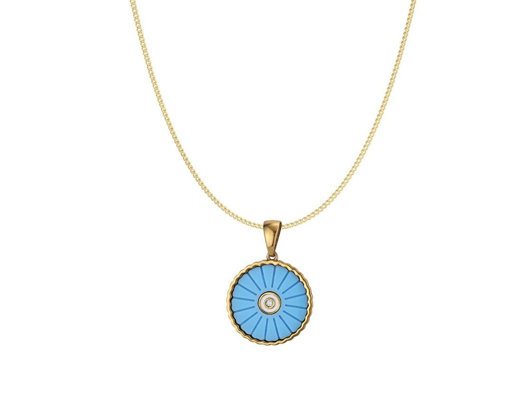 Turquoise Sunflower Charm Necklace