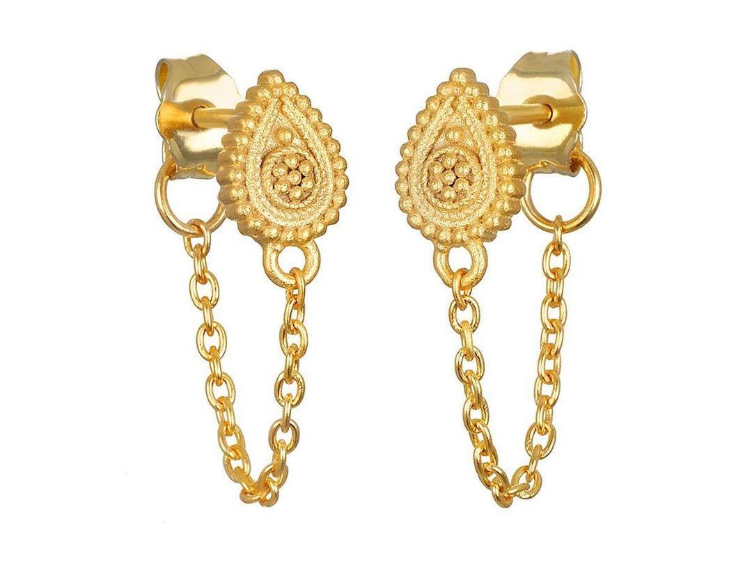 Gold Paisley Chain Earrings