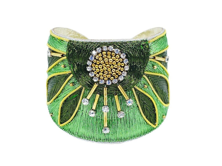 Grass Green and Gold Embroidered Sun Bangle
