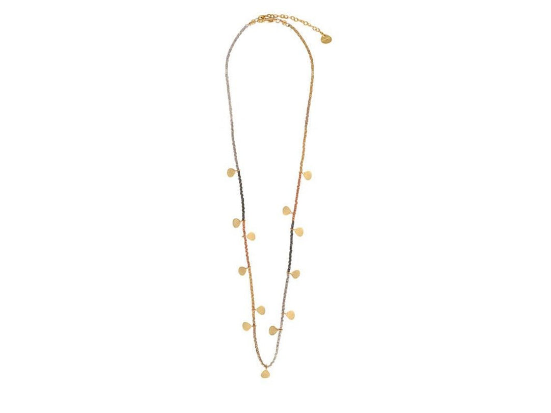 Shorter Ombre Copper Beaded Necklace with Gold Discs
