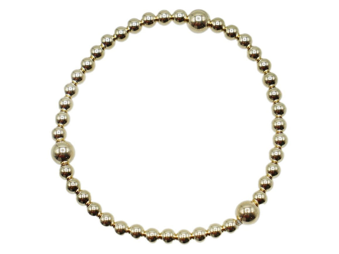 4mm Gold Bead Bracelet with 6mm Gold Beads