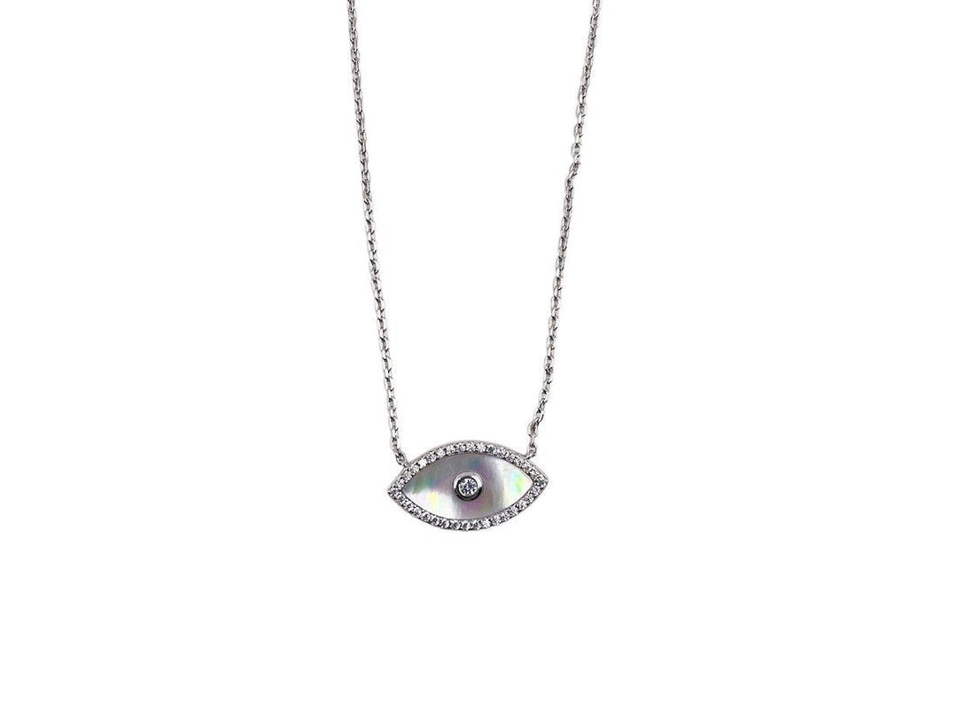 Silver and MOP Evil Eye Necklace