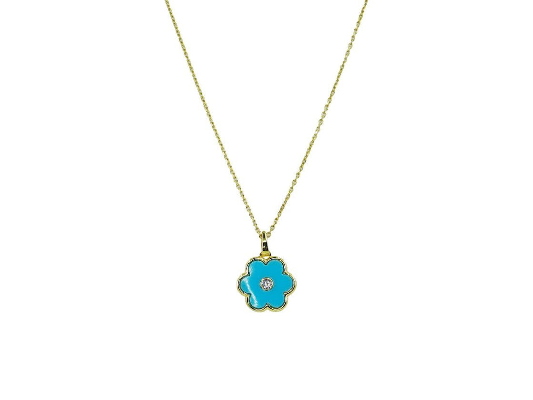 Turquoise Petal Charm Necklace