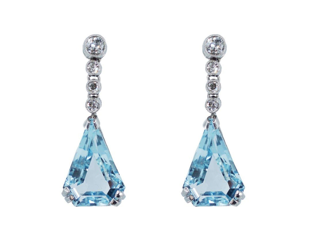 Platinum and Aqua Earrings with Diamonds