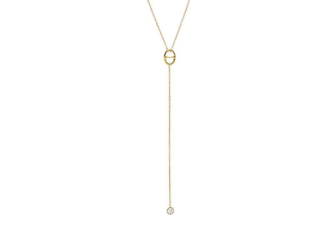 14k Lariat with Mariner Link and Diamond