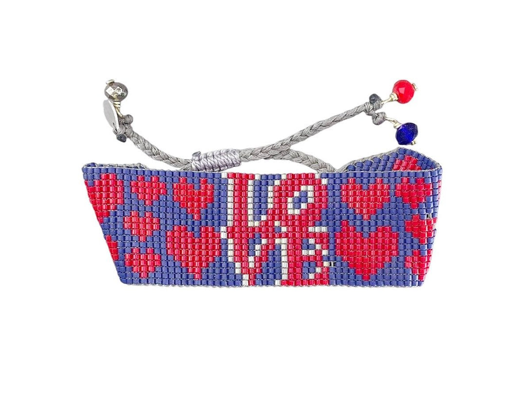 Beaded Love Bracelet with Hearts.