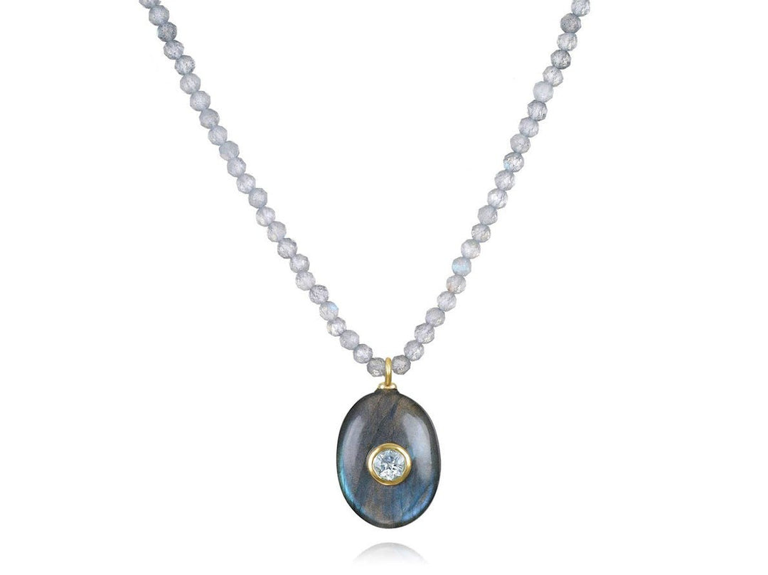 Labradorite Necklace with Labradorite and Topaz Charm