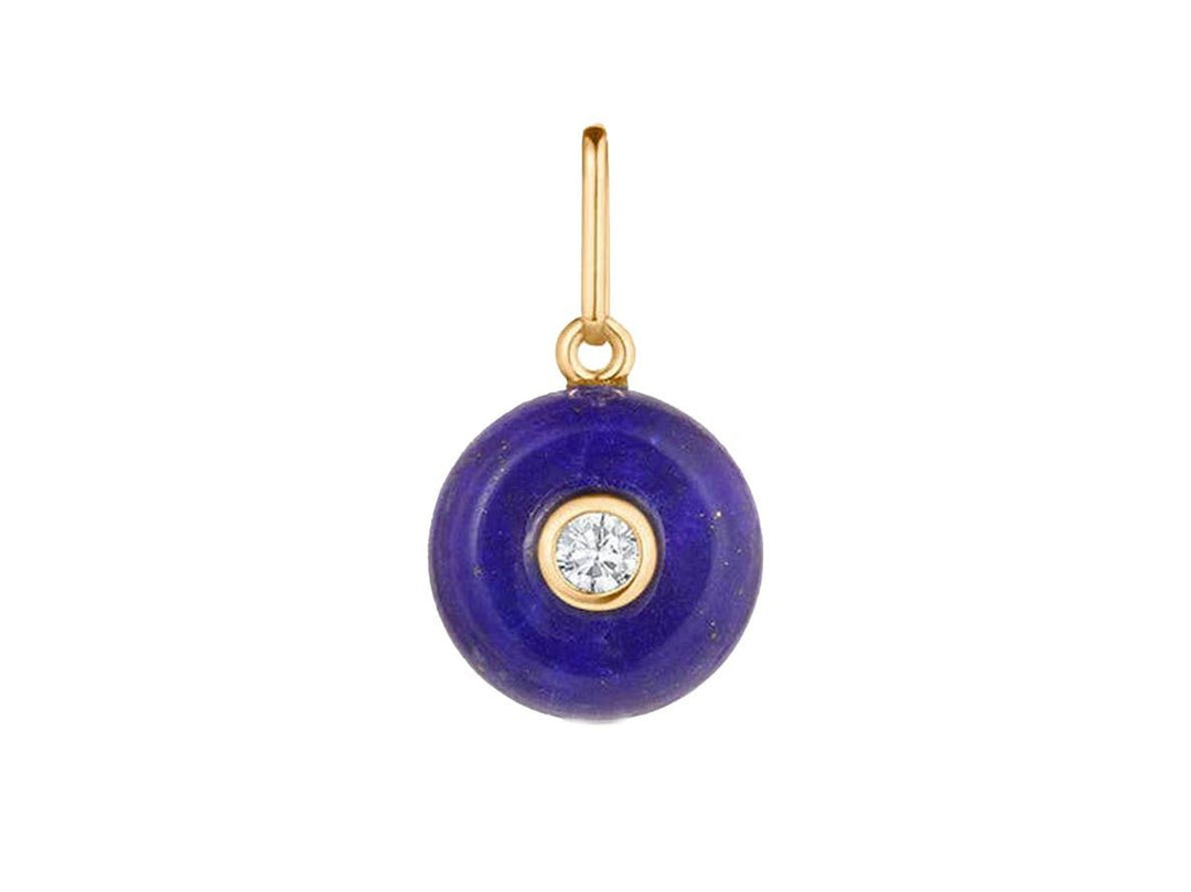 Round Lapis Charm with CZ