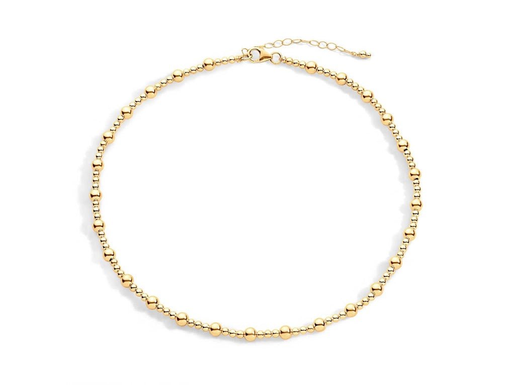 Gold 3mm and 5mm Bead Necklace