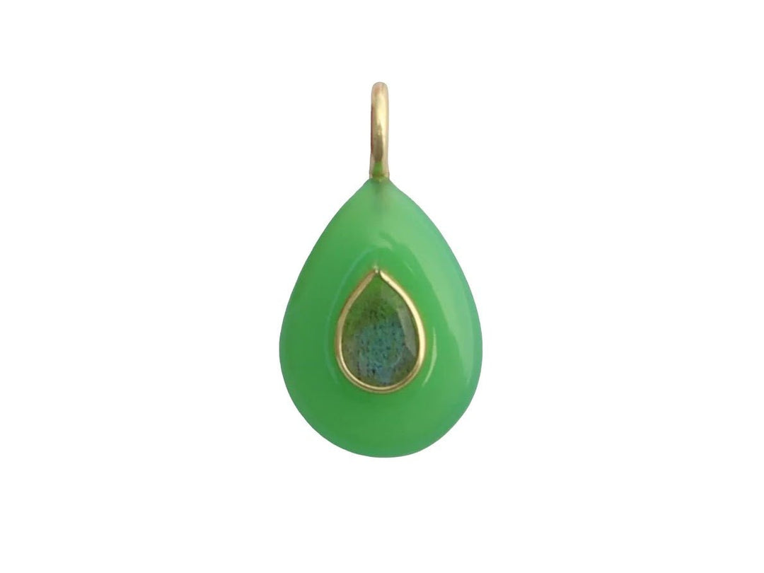 Green Onyx Pear Charm