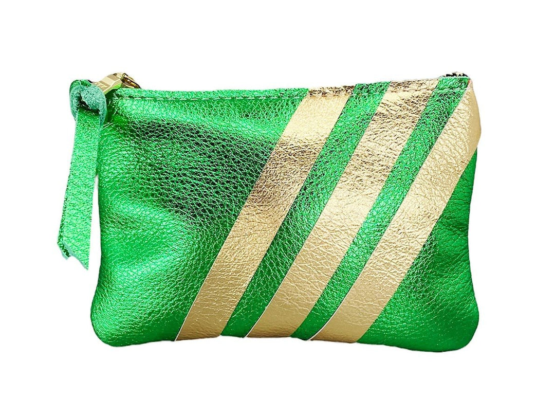 Emerald Metalic Wallet with Gold Stripes