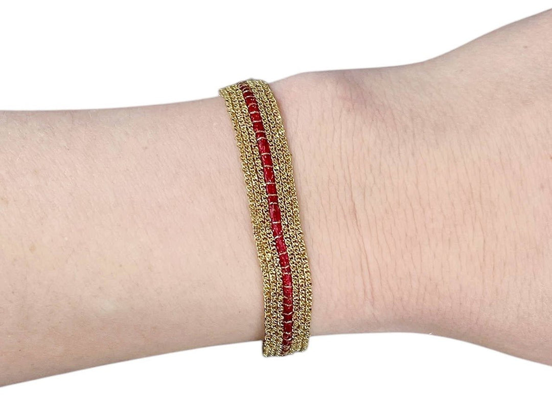 Red Striped Chain Bracelet