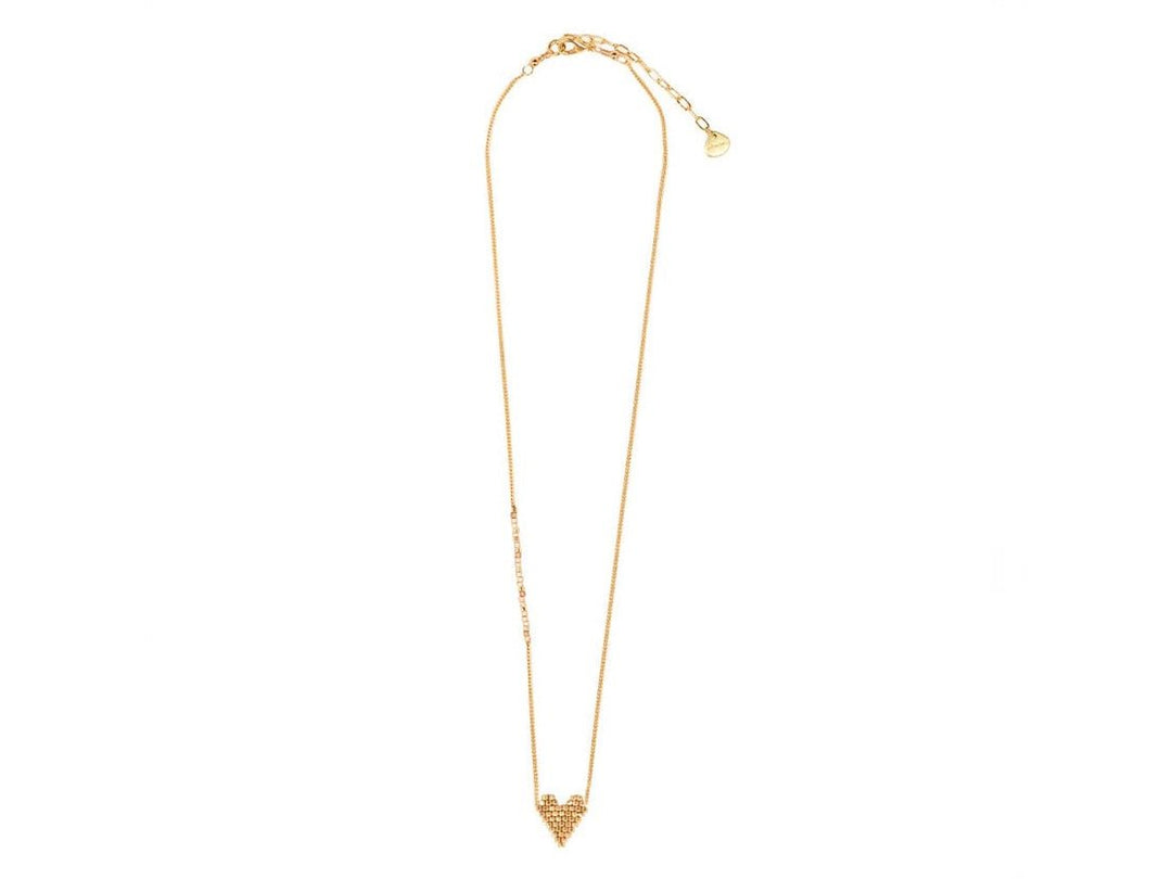 Gold Beaded Heart Necklace