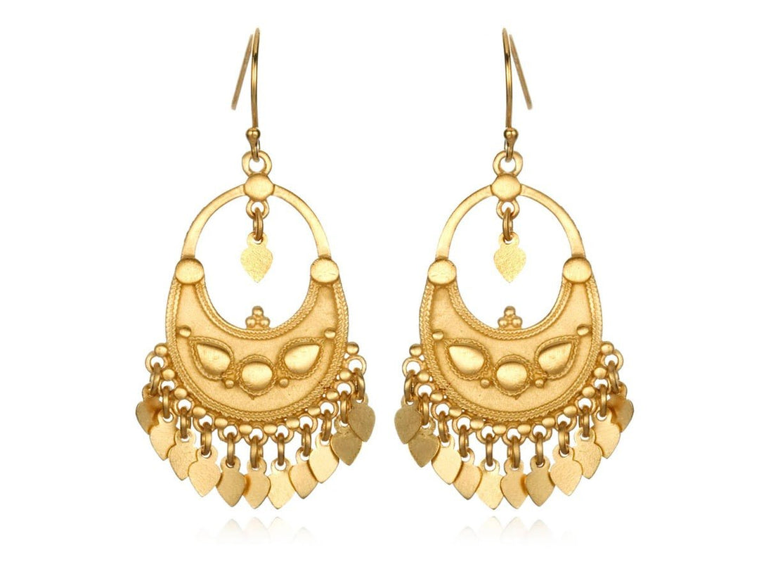 Gold Lotus Flower Chandelier Earrings