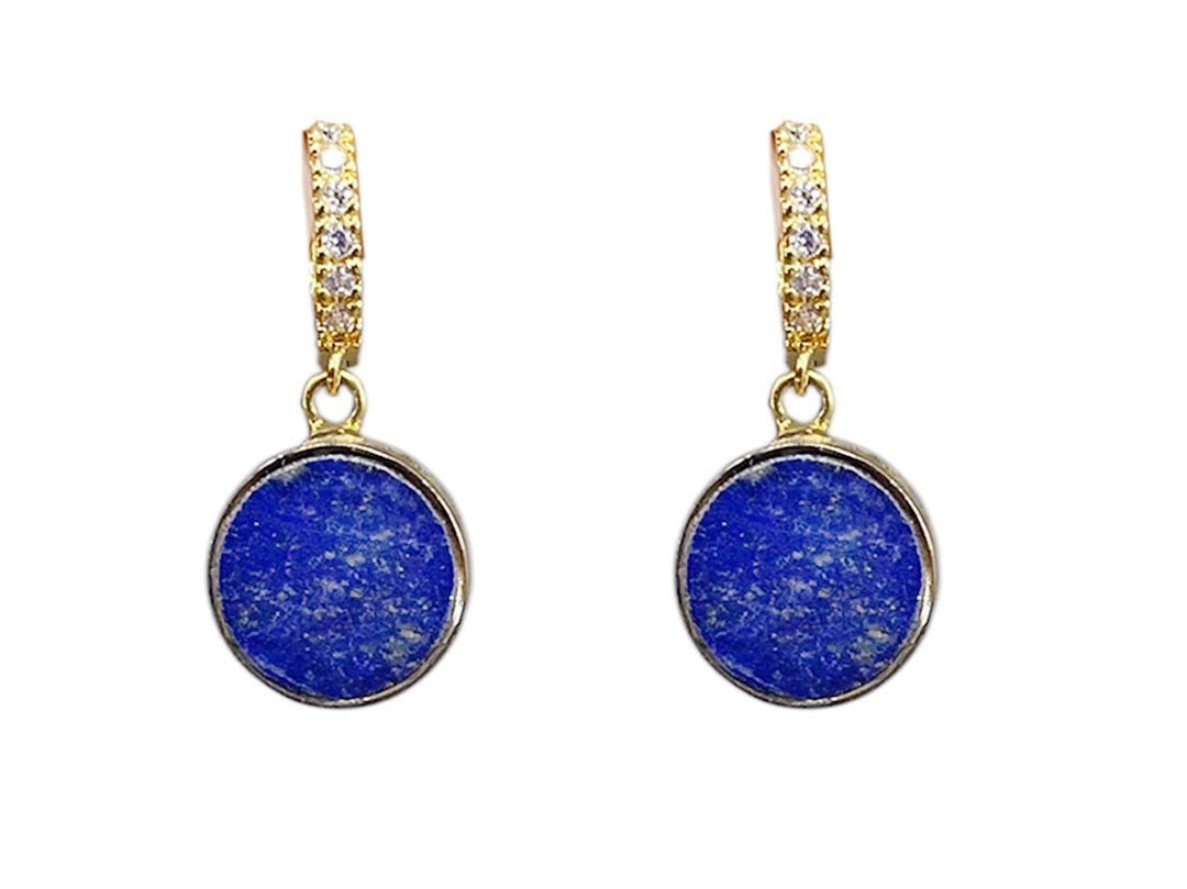Lapis Coin Huggie Hoops