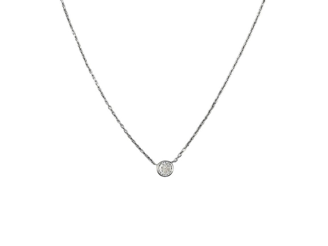 Silver CZ Solitaire Necklace