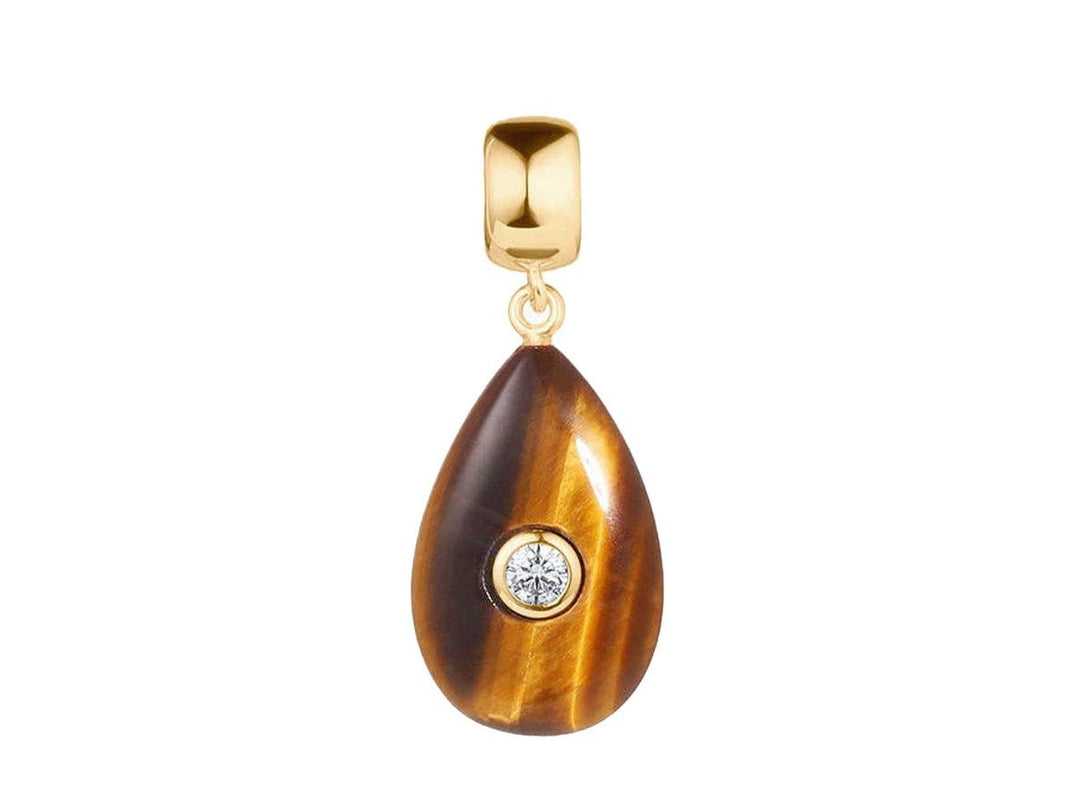 Tiger Eye Teardrop Charm with CZ