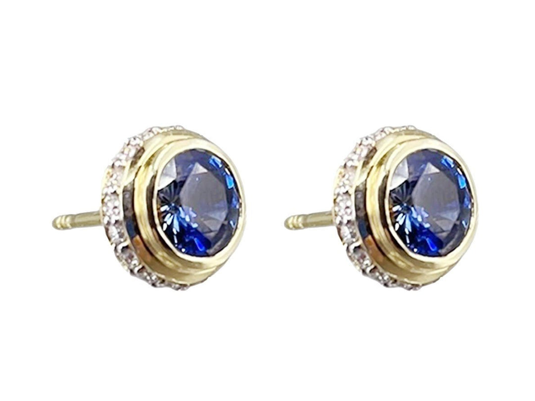 14k Sapphire Stud with Diamonds