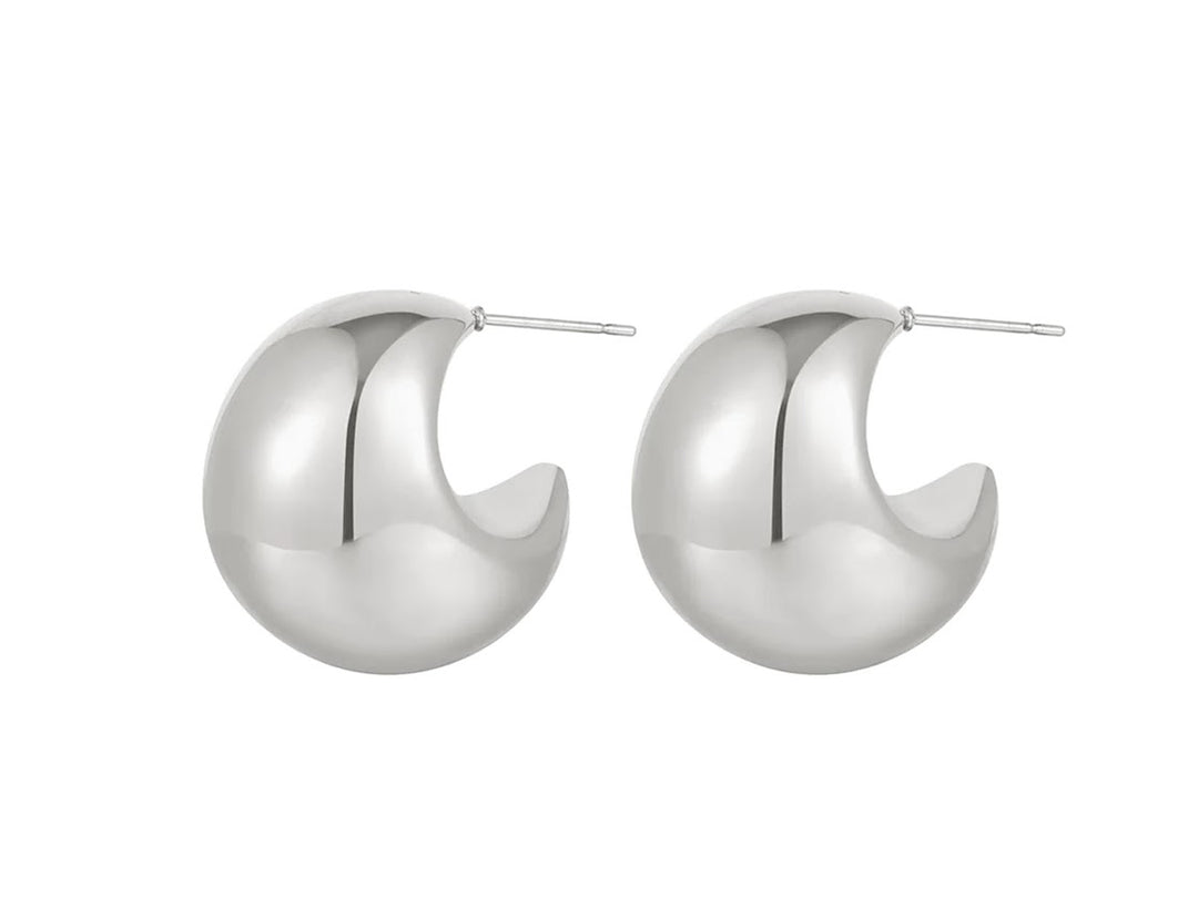 Silver Chunky Curved Hoop Earrings