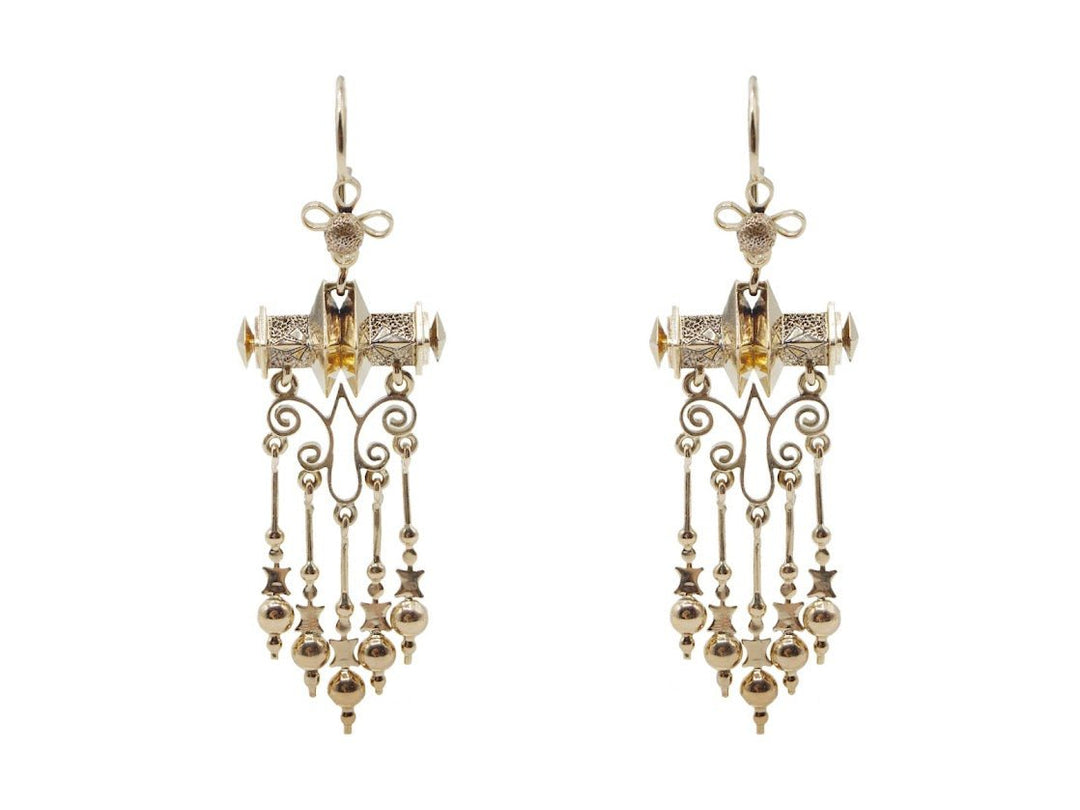 14k Circa 1870 Etruscan Revival Dangle Earrings