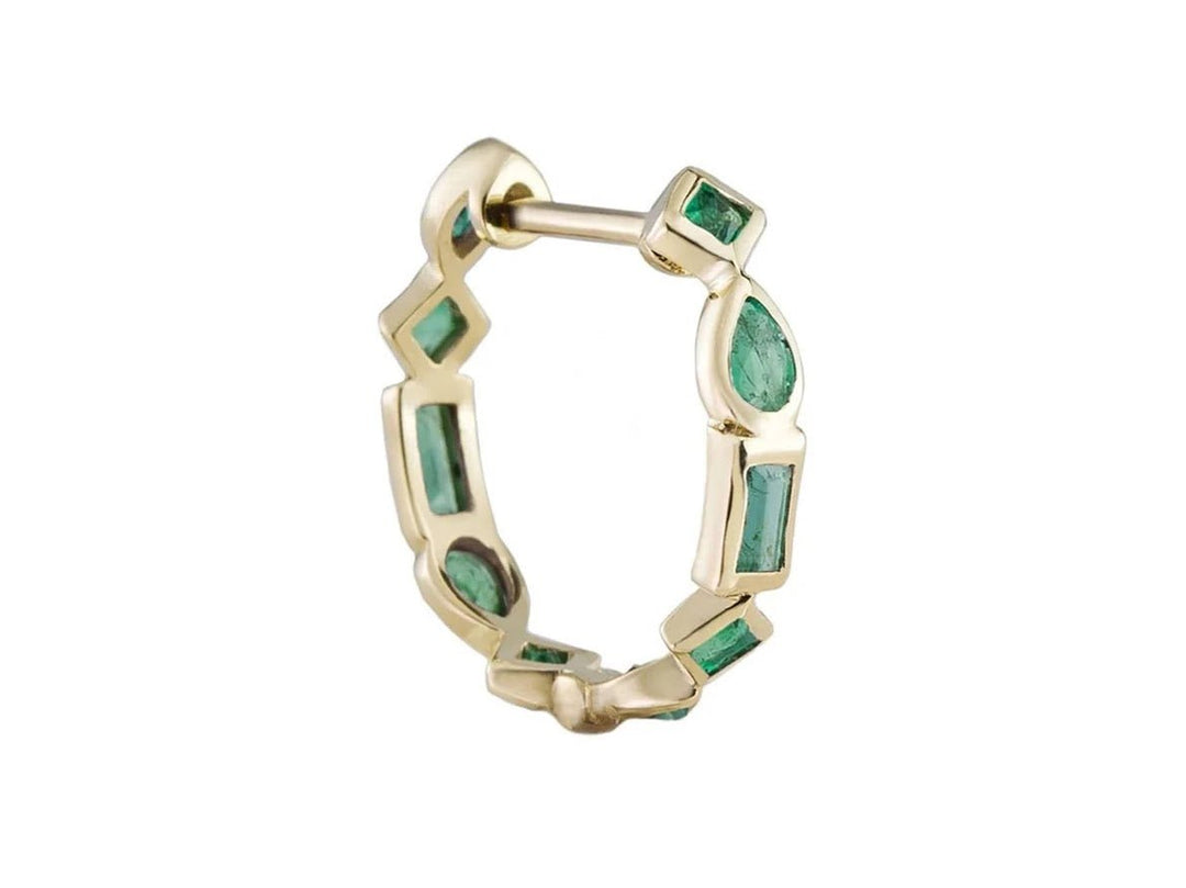 9k Emerald Mixed Cut Hoop