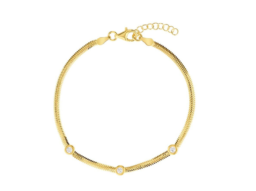 Gold Snake Bracelet with CZs