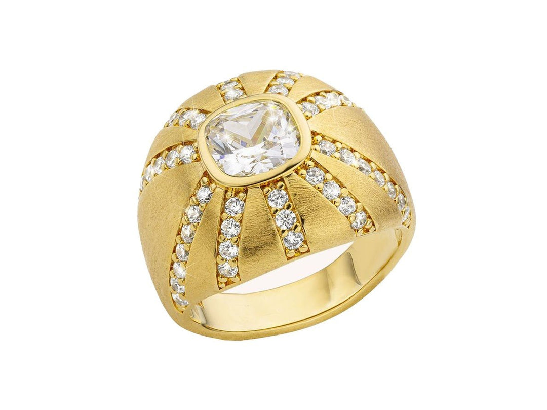 Gold Statement Ring with CZs