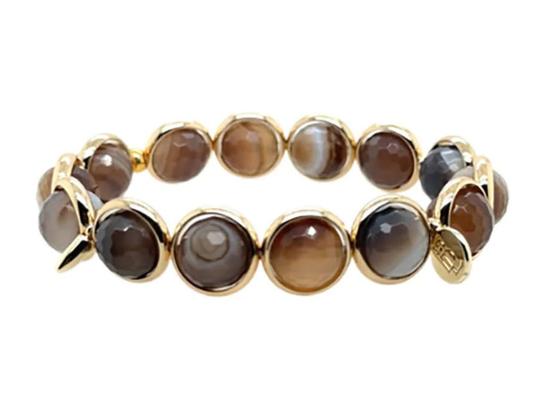 Brown Champagne Agate Bracelet with Spikes