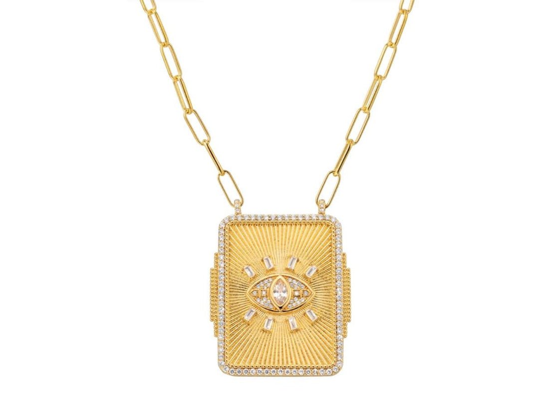 Gold Shield Evil Eye Necklace
