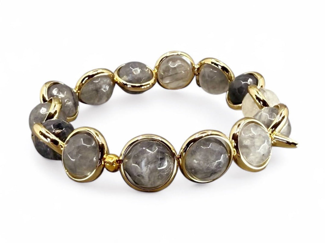Cloudy Quartz Bracelet with Spikes