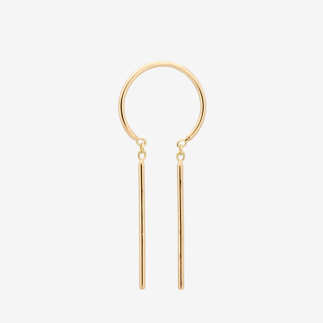 14k Long Threader-Style Dangling Hoop Earring