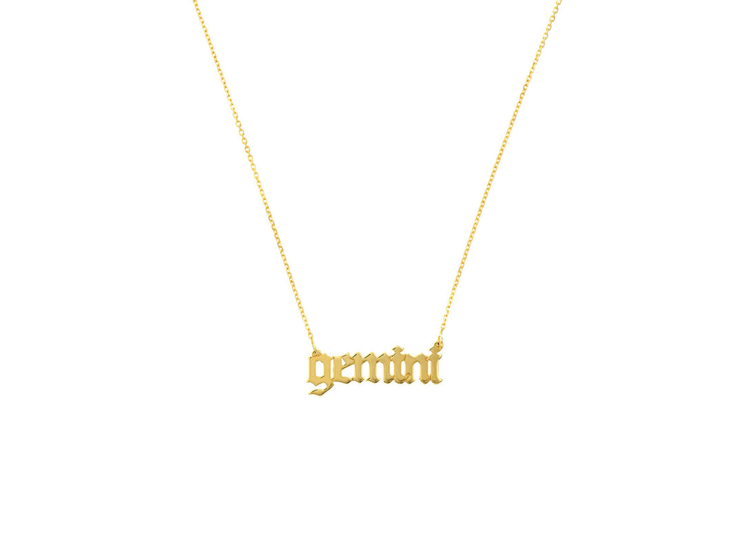 14k Gothic Gemini Necklace