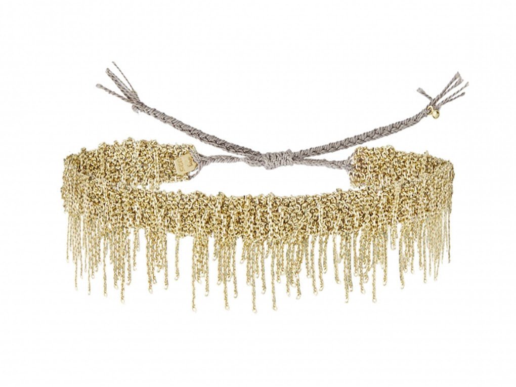 Gold Woven Chain Bracelet with Fringe