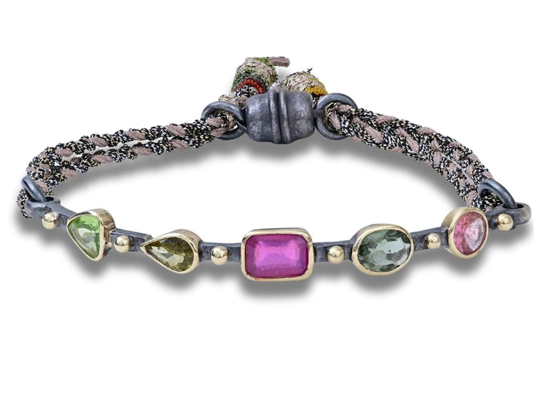 10k/SS Multicolor, Multishaped, Tourmaline Bracelet