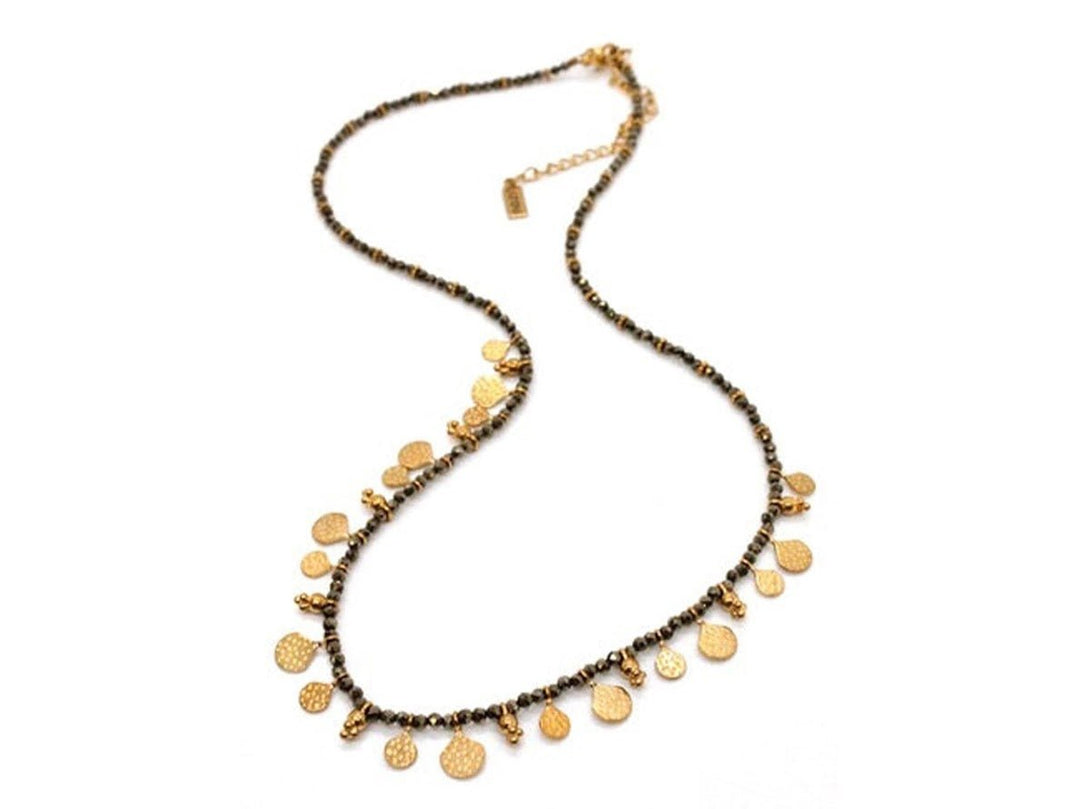 Mini Pyrite Necklace with Gold Discs and Charms