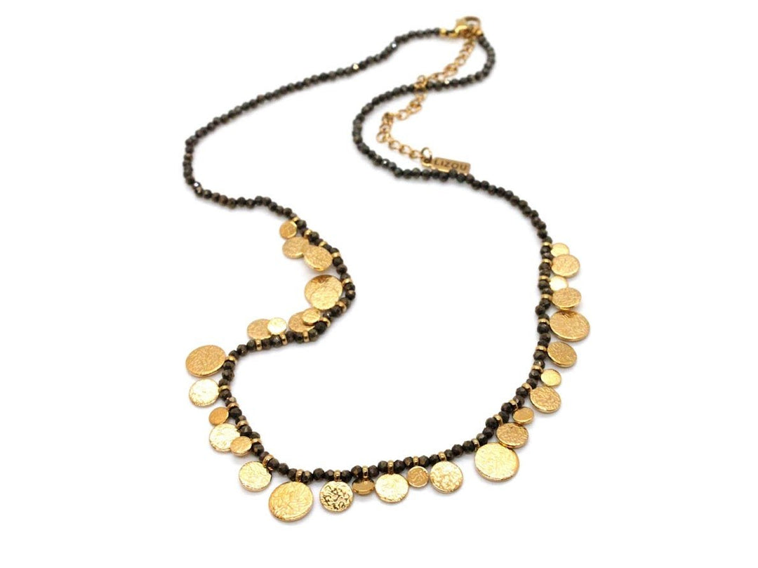 Mini Pyrite Necklace with Gold Discs