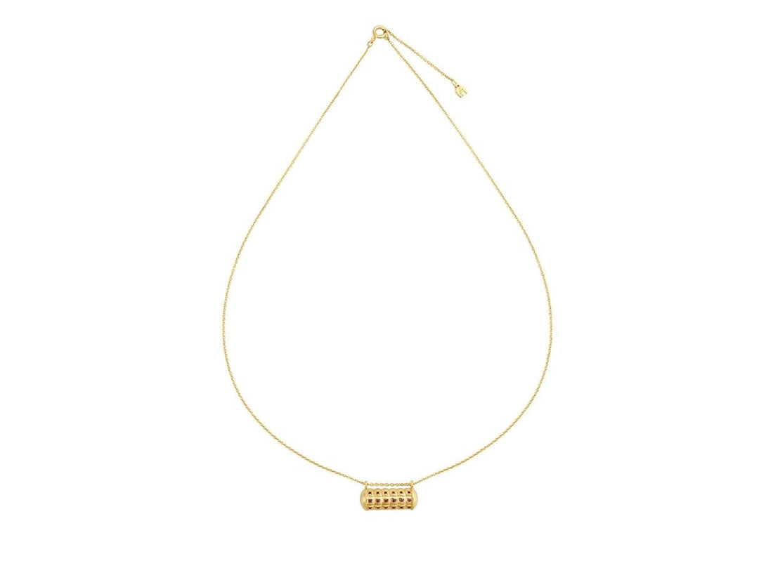 Column Pendant Necklace with Ruby CZs
