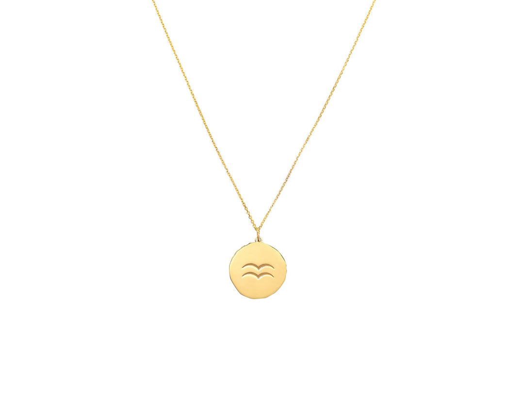 14k Aquarius Disc Pendant Necklace