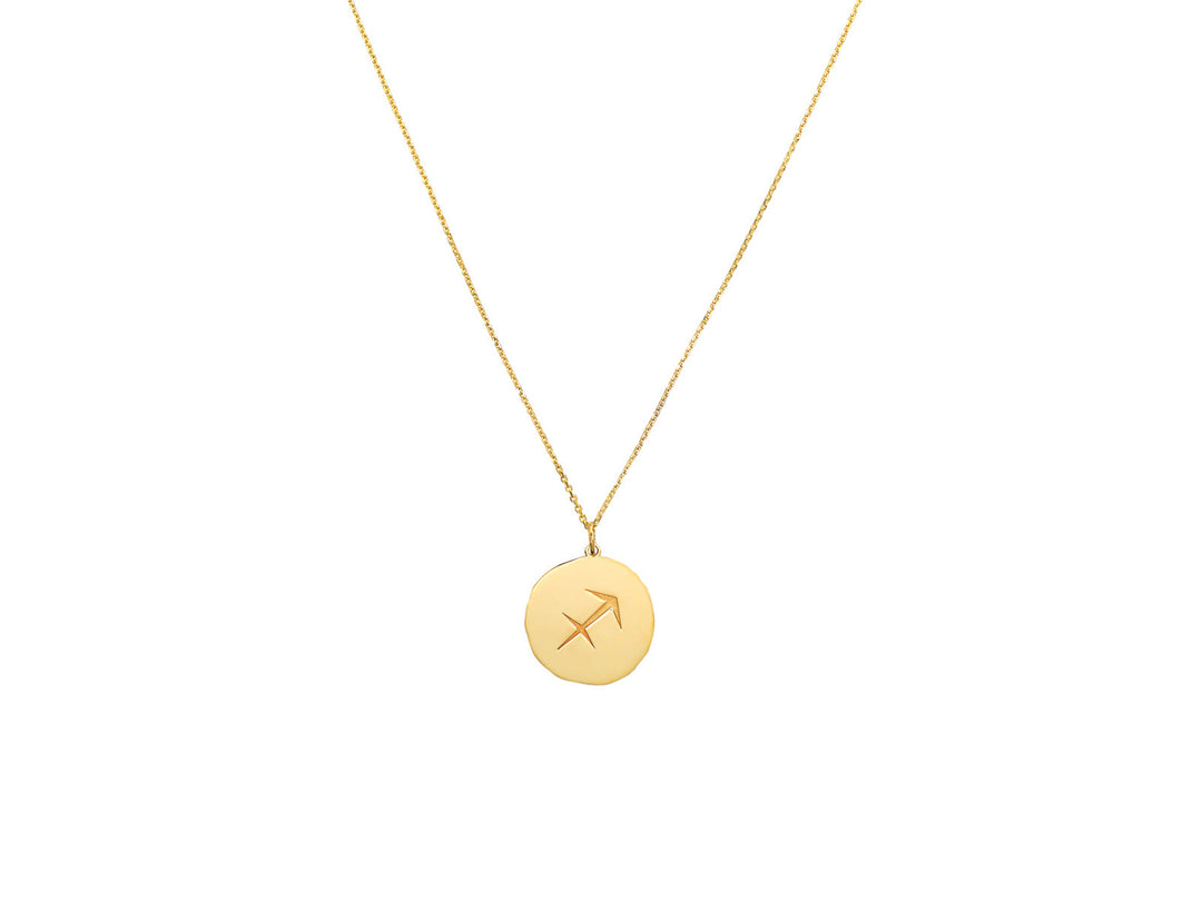 14k Sagittarius Disc Pendant Necklace