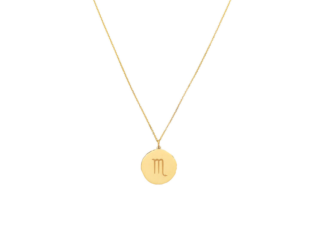 14k Scorpio Disc Pendant Necklace