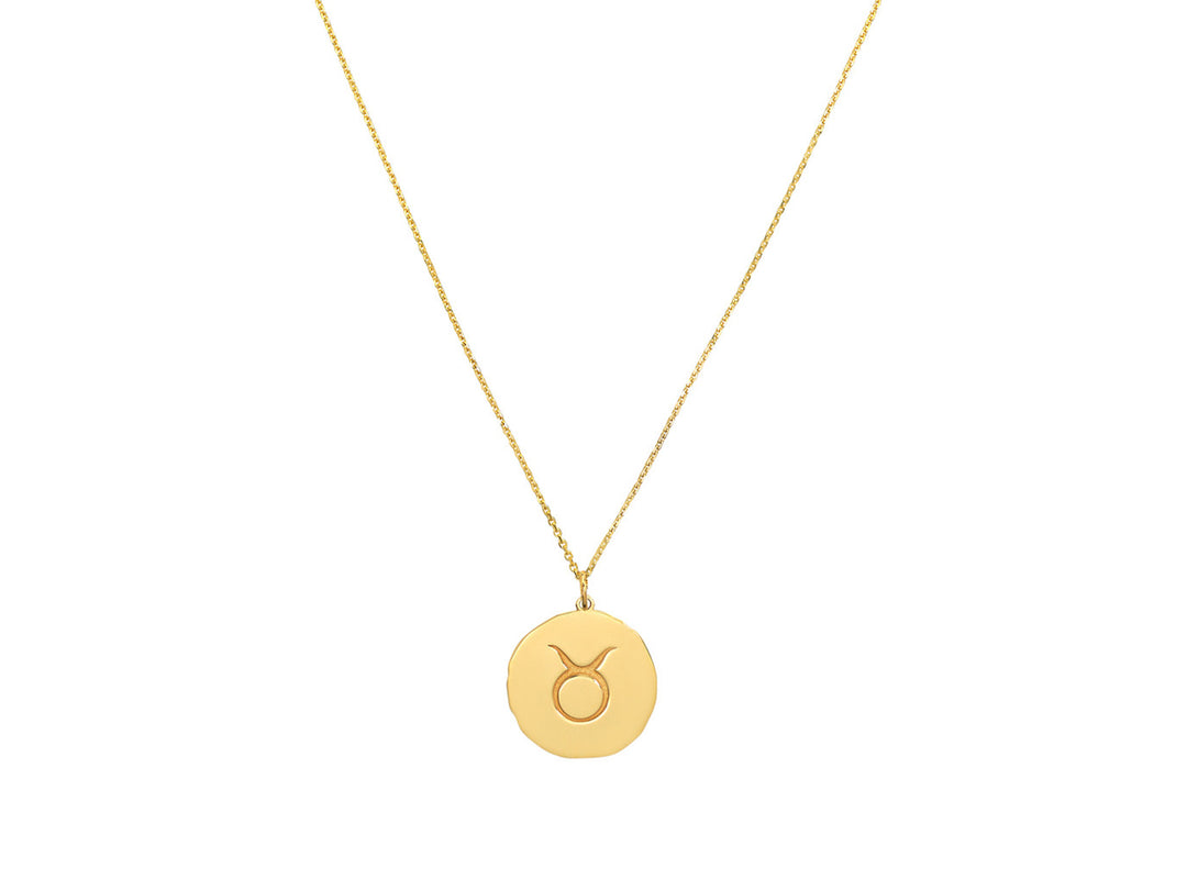 14k Taurus Disc Pendant Necklace