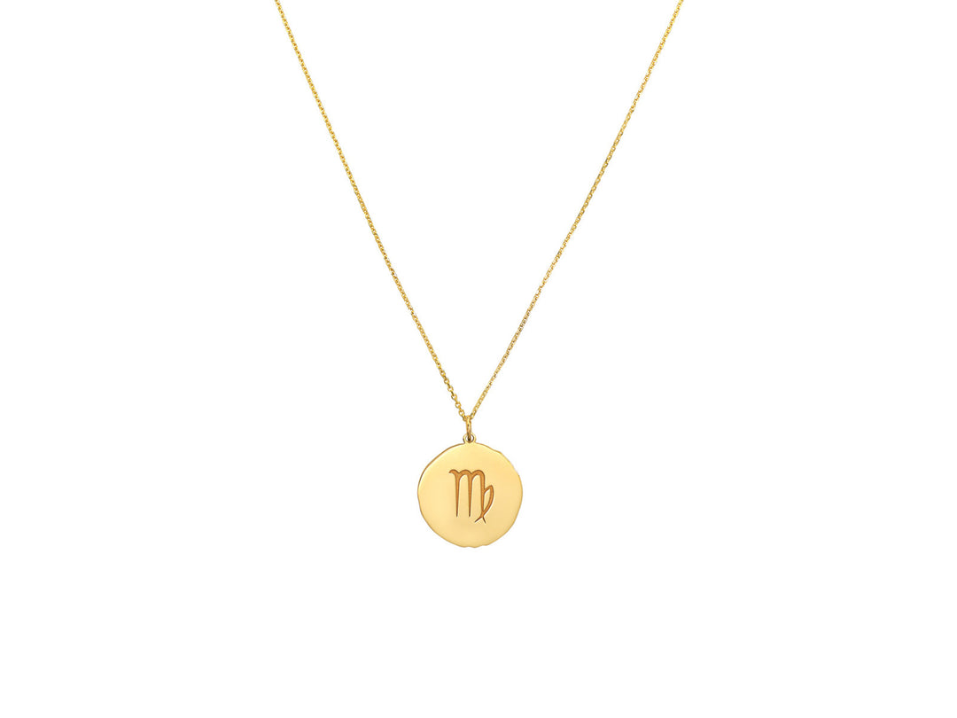 14k Virgo Disc Pendant Necklace